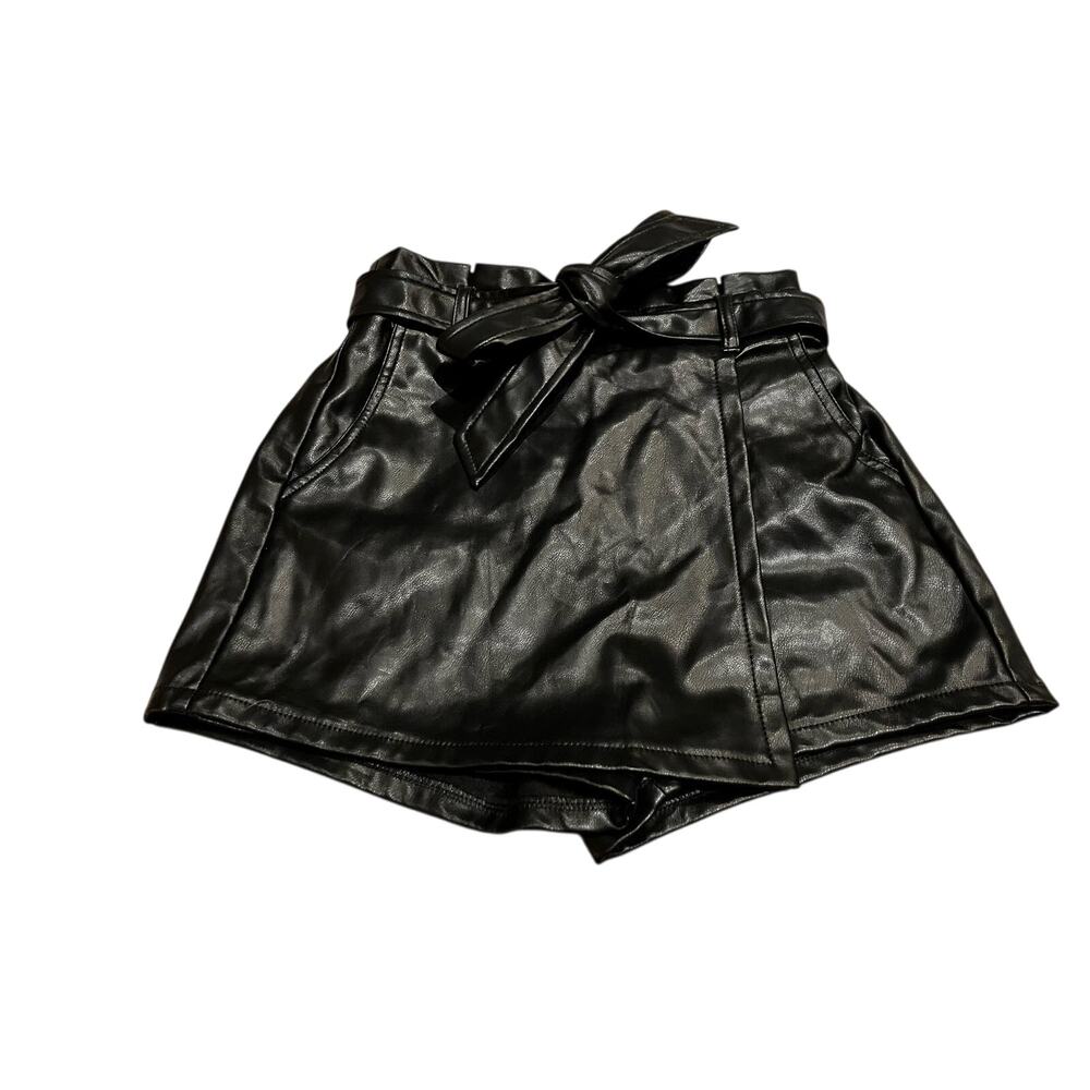 Black Faux Leather Skort Iris Basic‎ Los Angeles Small Black Teen Womens Moto
